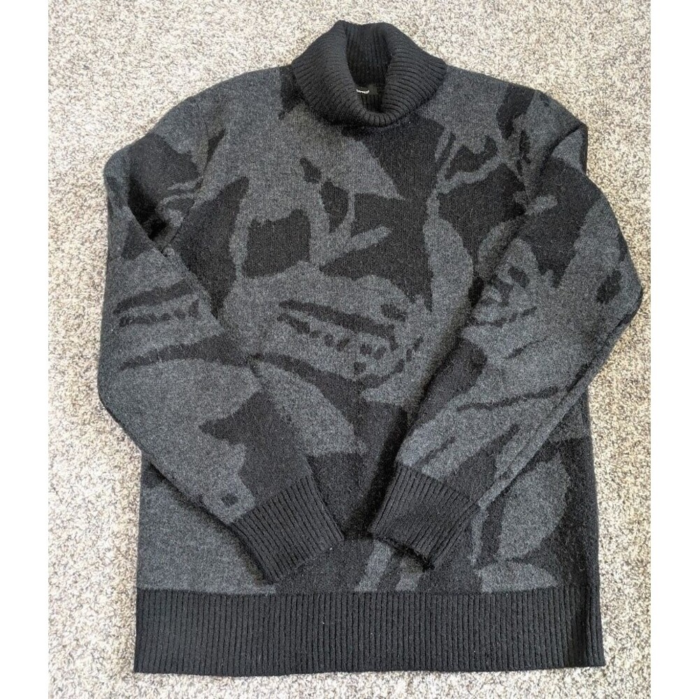 EXPRESS Women's Medium Tall Gray Black Turtle Neck Sweater Conscious Edit